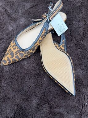 🆕 a new day Leopard Print Pointed Toe Slingback Flats - Tan and Black